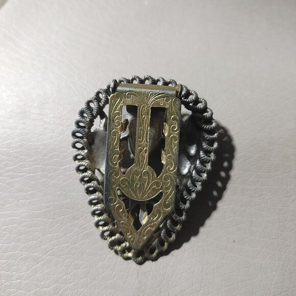 Victorian Vintage Tulip Style Floral Flower Dress Clip  Shoe Scarf Silver Tone - Picture 6 of 9